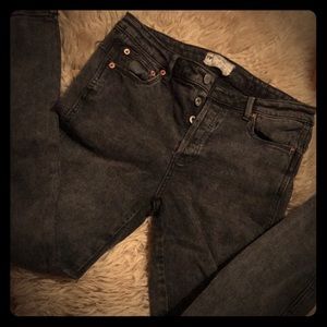 NWOT Free People button fly fitted jeans black